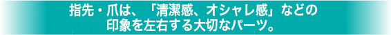 指先・爪は、「清潔感、オシャレ感」などの印象を左右する大切なパーツ。